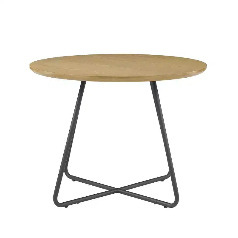 Table à manger ronde 4 places en bois de 40 pouces avec piètement en X en acier