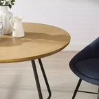 Table à manger ronde 4 places en bois de 40 pouces avec piètement en X en acier