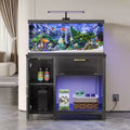 Bestier 40-50 Gallon Fish Tank Stand Wood Aquarium Stand with Storage Cabinet & Power Outlets LED Light, 660lbs Capacity, Black