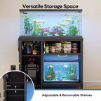 Meuble d'aquarium en bois de 150 à 190 litres avec rangement et prises électriques, éclairage LED, capacité de 300 kg, Noir