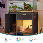 Meuble d'aquarium en bois de 150 à 190 litres avec rangement et prises électriques, éclairage LED, capacité de 300 kg, Noir