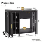 Meuble d'aquarium en bois de 150 à 190 litres avec rangement et prises électriques, éclairage LED, capacité de 300 kg, Noir
