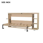 Lit escamotable simple avec étagère intégrée et espace de rangement - Conception robuste en LVL/MDF peu encombrante, pas besoin de sommier tapissier