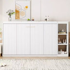 Lit escamotable simple avec étagère intégrée et espace de rangement - Conception robuste en LVL/MDF peu encombrante, pas besoin de sommier tapissier