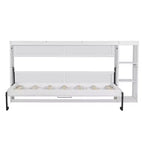 Lit escamotable simple avec étagère intégrée et espace de rangement - Conception robuste en LVL/MDF peu encombrante, pas besoin de sommier tapissier