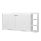 Lit escamotable simple avec étagère intégrée et espace de rangement - Conception robuste en LVL/MDF peu encombrante, pas besoin de sommier tapissier
