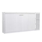 Lit escamotable simple avec étagère intégrée et espace de rangement - Conception robuste en LVL/MDF peu encombrante, pas besoin de sommier tapissier