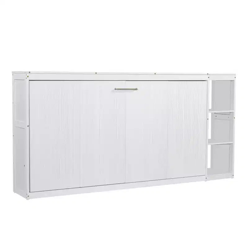 Lit escamotable simple avec étagère intégrée et espace de rangement - Conception robuste en LVL/MDF peu encombrante, pas besoin de sommier tapissier