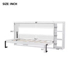 Lit escamotable simple avec étagère intégrée et espace de rangement - Conception robuste en LVL/MDF peu encombrante, pas besoin de sommier tapissier