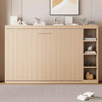 Lit escamotable simple avec étagère intégrée et espace de rangement - Conception robuste en LVL/MDF peu encombrante, pas besoin de sommier tapissier