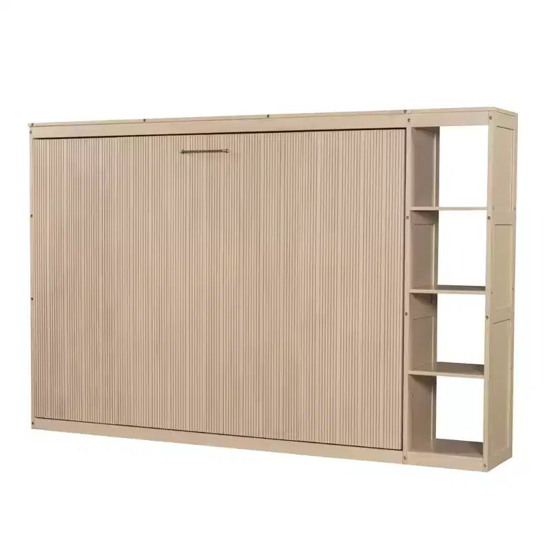 Lit escamotable simple avec étagère intégrée et espace de rangement - Conception robuste en LVL/MDF peu encombrante, pas besoin de sommier tapissier