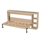 Lit escamotable simple avec étagère intégrée et espace de rangement - Conception robuste en LVL/MDF peu encombrante, pas besoin de sommier tapissier