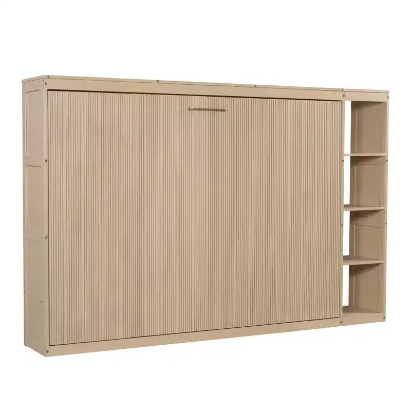 Lit escamotable simple avec étagère intégrée et espace de rangement - Conception robuste en LVL/MDF peu encombrante, pas besoin de sommier tapissier