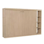 Lit escamotable simple avec étagère intégrée et espace de rangement - Conception robuste en LVL/MDF peu encombrante, pas besoin de sommier tapissier