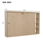 Lit escamotable simple avec étagère intégrée et espace de rangement - Conception robuste en LVL/MDF peu encombrante, pas besoin de sommier tapissier
