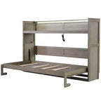 Lit escamotable simple avec étagère intégrée et espace de rangement - Conception robuste en LVL/MDF peu encombrante, pas besoin de sommier tapissier
