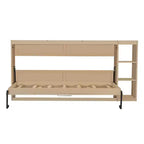 Lit escamotable simple avec étagère intégrée et espace de rangement - Conception robuste en LVL/MDF peu encombrante, pas besoin de sommier tapissier