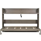 Lit escamotable simple avec étagère intégrée et espace de rangement - Conception robuste en LVL/MDF peu encombrante, pas besoin de sommier tapissier