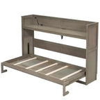 Lit escamotable simple avec étagère intégrée et espace de rangement - Conception robuste en LVL/MDF peu encombrante, pas besoin de sommier tapissier