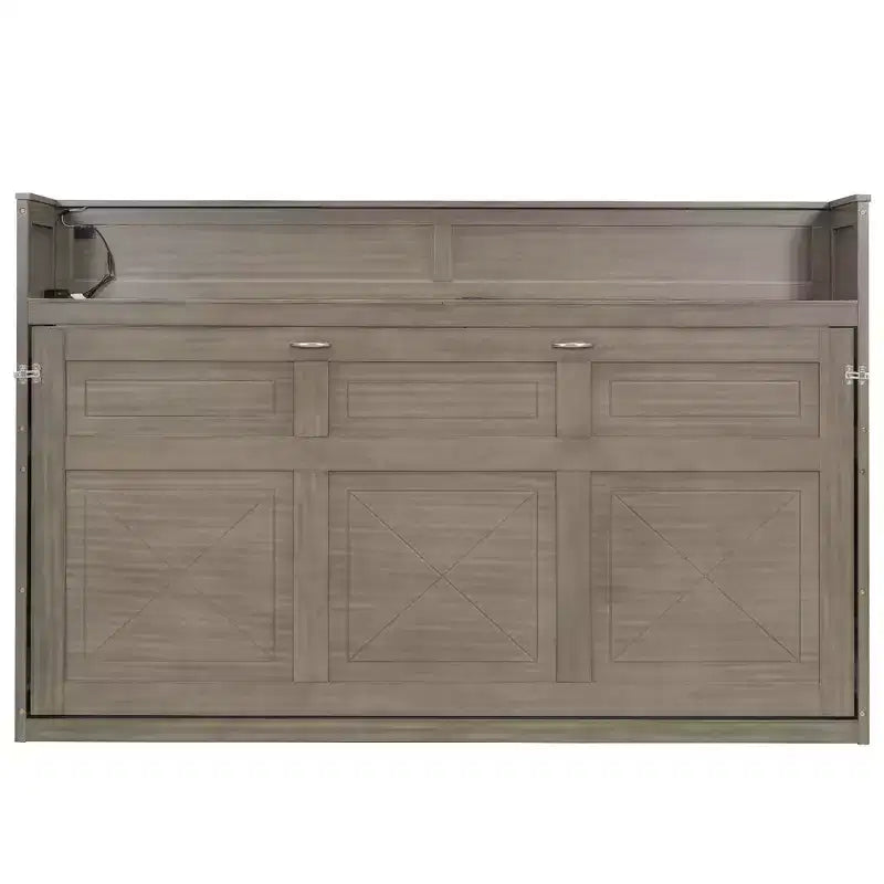 Lit escamotable simple avec étagère intégrée et espace de rangement - Conception robuste en LVL/MDF peu encombrante, pas besoin de sommier tapissier