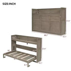 Lit escamotable simple avec étagère intégrée et espace de rangement - Conception robuste en LVL/MDF peu encombrante, pas besoin de sommier tapissier