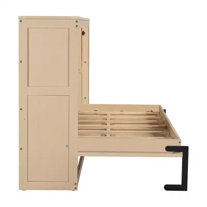 Lit escamotable simple avec étagère intégrée et espace de rangement - Conception robuste en LVL/MDF peu encombrante, pas besoin de sommier tapissier