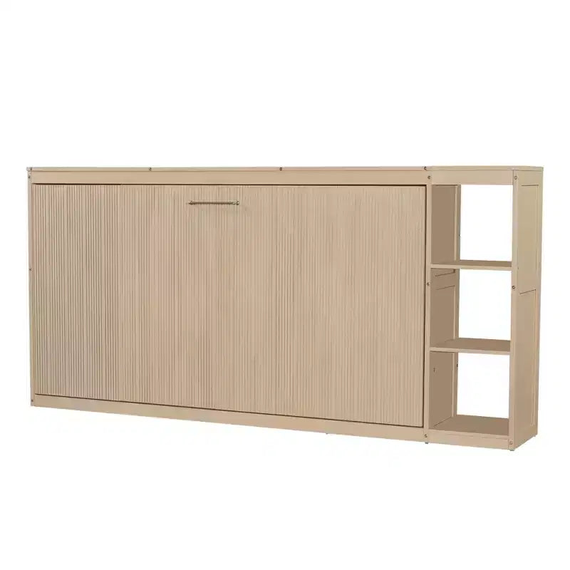 Lit escamotable simple avec étagère intégrée et espace de rangement - Conception robuste en LVL/MDF peu encombrante, pas besoin de sommier tapissier