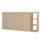 Lit escamotable simple avec étagère intégrée et espace de rangement - Conception robuste en LVL/MDF peu encombrante, pas besoin de sommier tapissier