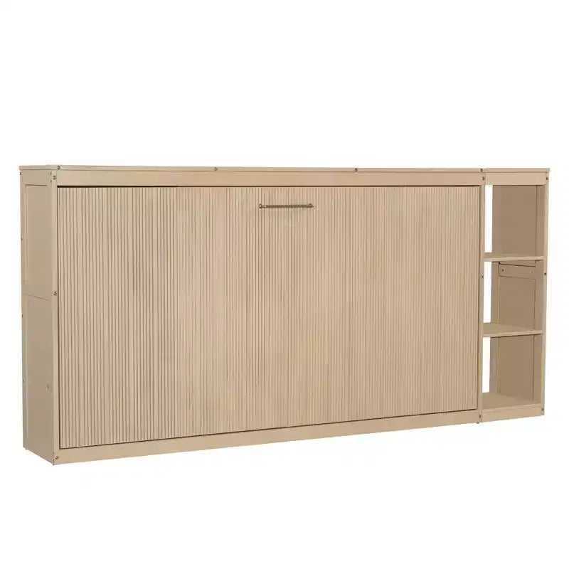Lit escamotable simple avec étagère intégrée et espace de rangement - Conception robuste en LVL/MDF peu encombrante, pas besoin de sommier tapissier