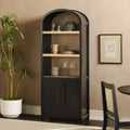 GDFStudio William Modern 76 Arched Wood Bookcase Cabinet with Hidden Storage and 4 Shelves