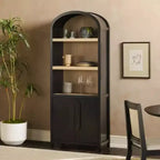 GDFStudio William Modern 76 Arched Wood Bookcase Cabinet with Hidden Storage and 4 Shelves