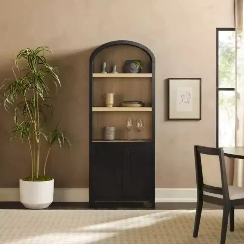Bibliothèque moderne en bois de 76 cm avec armoire cachée et 4 étagères