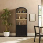 Bibliothèque moderne en bois de 76 cm avec armoire cachée et 4 étagères