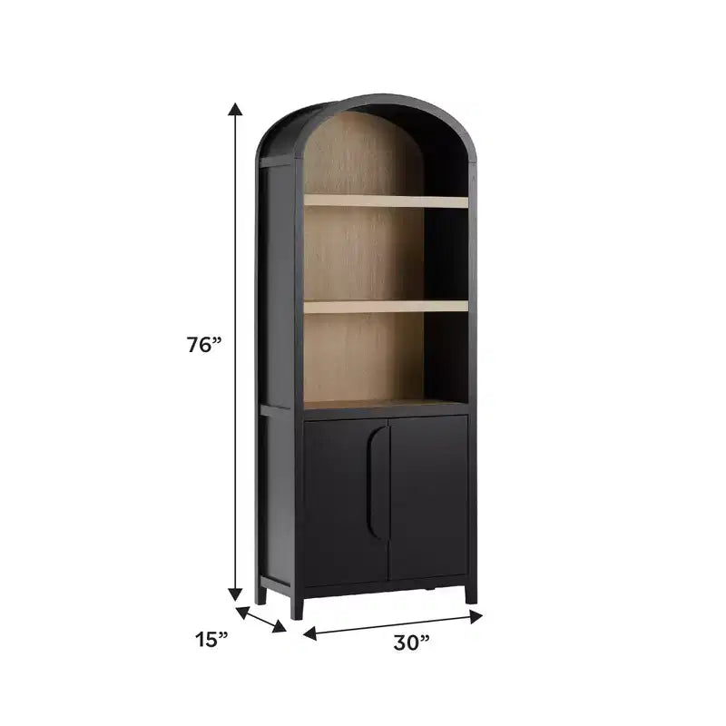 Bibliothèque moderne en bois de 76 cm avec armoire cachée et 4 étagères