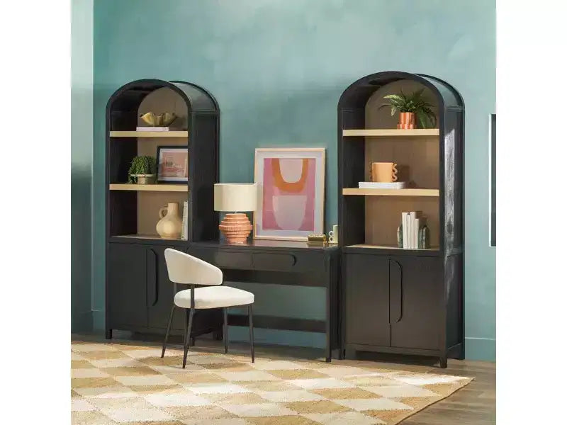 Bibliothèque moderne en bois de 76 cm avec armoire cachée et 4 étagères