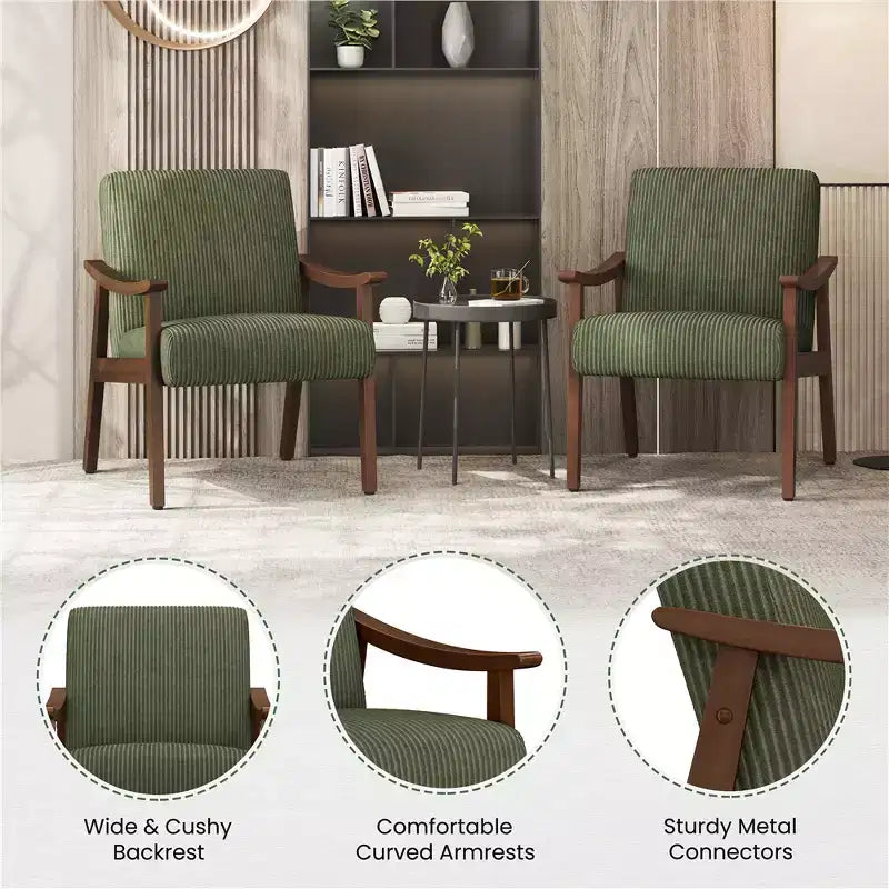 2 fauteuils modernes du milieu du siècle avec pieds en bois massif pour salon, chambre à coucher, chambre d'amis