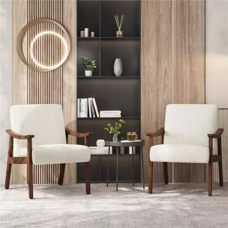 2 fauteuils modernes du milieu du siècle avec pieds en bois massif pour salon, chambre à coucher, chambre d'amis