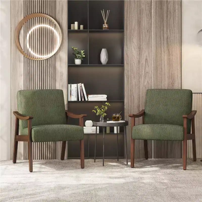 2 fauteuils modernes du milieu du siècle avec pieds en bois massif pour salon, chambre à coucher, chambre d'amis