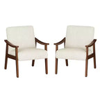 Yaheetech Set of 2 Mid-Century Modern Armchairs with Solid Wood Legs for Living Room, Bedroom, Guestroom