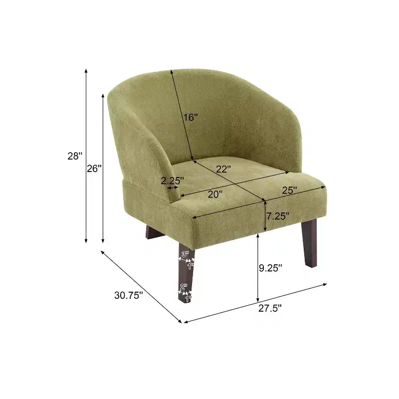 Fauteuil d'appoint rembourré Mid-Century Modern avec dossier incurvé