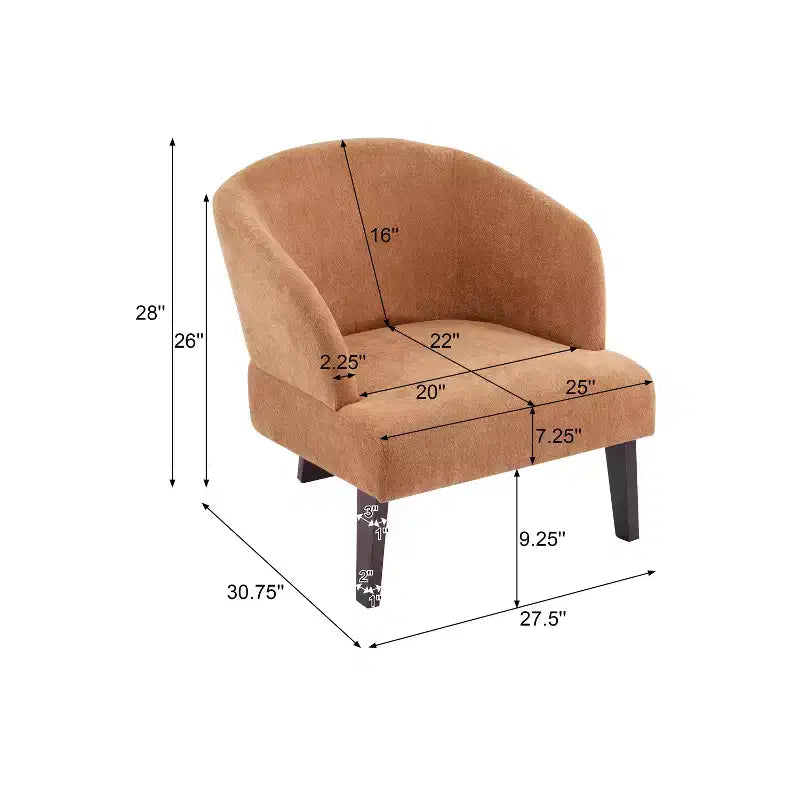 Fauteuil d'appoint rembourré Mid-Century Modern avec dossier incurvé