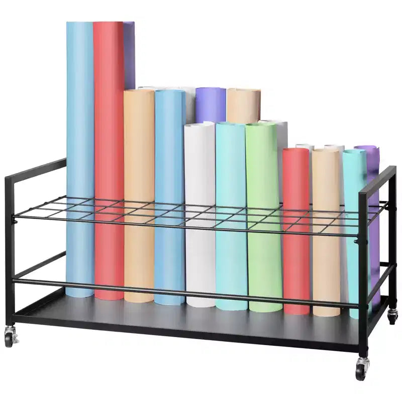  Blueprint Storage Rack,50 Slots Blueprint Holder with Wheels,Mobile Metal Blueprint Storage Cart for Construction Plan Map Poster Architectural