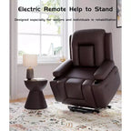 Fauteuil inclinable électrique surdimensionné avec chauffage et massage - Fauteuil inclinable en similicuir, rangement intégré et porte-gobelets