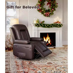 Fauteuil inclinable électrique surdimensionné avec chauffage et massage - Fauteuil inclinable en similicuir, rangement intégré et porte-gobelets