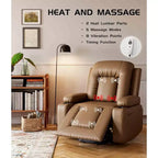Fauteuil inclinable électrique surdimensionné avec chauffage et massage - Fauteuil inclinable en similicuir, rangement intégré et porte-gobelets