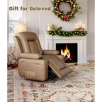 Fauteuil inclinable électrique surdimensionné avec chauffage et massage - Fauteuil inclinable en similicuir, rangement intégré et porte-gobelets