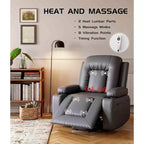 Fauteuil inclinable électrique surdimensionné avec chauffage et massage - Fauteuil inclinable en similicuir, rangement intégré et porte-gobelets