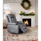 Fauteuil inclinable électrique surdimensionné avec chauffage et massage - Fauteuil inclinable en similicuir, rangement intégré et porte-gobelets