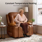 Fauteuil inclinable électrique surdimensionné avec chauffage et massage - Fauteuil inclinable en similicuir, rangement intégré et porte-gobelets