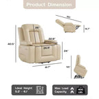 Fauteuil inclinable électrique surdimensionné avec chauffage et massage - Fauteuil inclinable en similicuir, rangement intégré et porte-gobelets